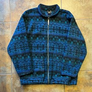 VTG 90s Patagonia style full zip Aztec print fleece, brand unknown, mens medium